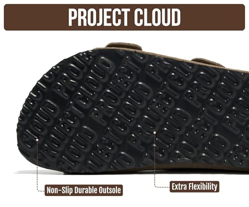 Image of Project Cloud 100% Genuine Leather Footbed Sandals for Women 2026 Comfortable Beach Essentials Womens Sandals Memory Foam Vacation Essentials Slides for Women Footwear (Santorini)