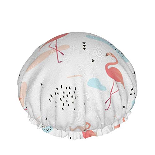 Pink Flamingos Luxury Shower Cap For Women Waterproof, Reusable Shower Cap For Women Peva Lining Oversized Design For All Hair Lengths 10.6 Ins In Diameter