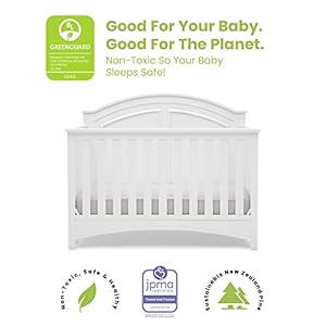 Delta children perry 6 in 1 convertible crib greenguard gold certified bianca white  urban country home decor