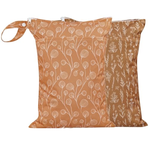 Image of Opgroeie Wet Dry Bags with Two Zippered Pockets and Handle, Reusable Storage Bag for Breast Pump Parts & Baby Items, Waterproof Diaper Bags, Yoga Gym Bag for Swimsuits or Wet Clothes-2pcs, 11.8*15.75"