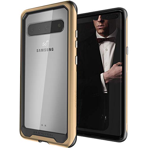 Ghostek Atomic Slim Galaxy S10 5G Clear Case With Super Space Metal Bumper Design Tough Shockproof Heavy Duty Protection And Wireless Charging Compatible For 2019 Galaxy S10 5G (6.7 Inch) - (Gold) #TOP1