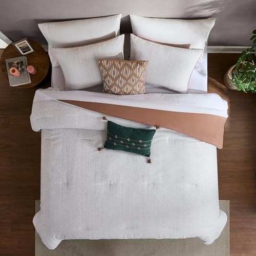 Image of Modern Threads Hunter Gray Jacquard Comforter Set - 5 Piece Heathered Light Gray Bed Set with Decorative Pillows & Shams, Textured Soft Bedding for All Seasons, Queen