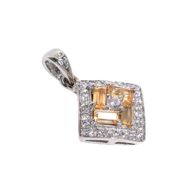 HIMALYA QUARTZ Topacio Imperial Buggets Facetado 2x4mm 925 Colgante de Piedra Preciosa de Plata de Ley 925