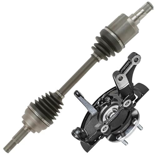 Image of Detroit Axle - 2.5L Front Left Knuckle CV Axle for 2002-2006 Nissan Altima [Automatic Transmission; NON-ABS Brakes] 2003 2004 2005 Replacement Steering Knuckle with Wheel Bearing Hub CV Axle Assembly