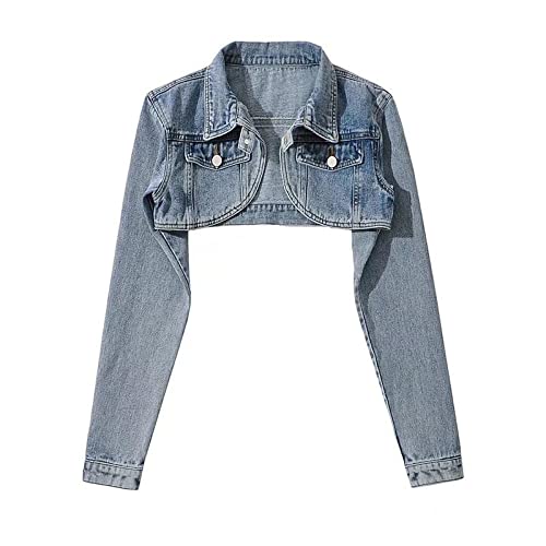 Jeansjacke Für Damen - Extra Lange Ärmel, Kurze Jeansjacken, Damen, Sommer, Revers, Dünne Jeans, Mantel, Mode, Straße, Oberteile, Damen, Baumwolle, Lässig, Oberbekleidung, Smocks - Perfekte Jea Cover