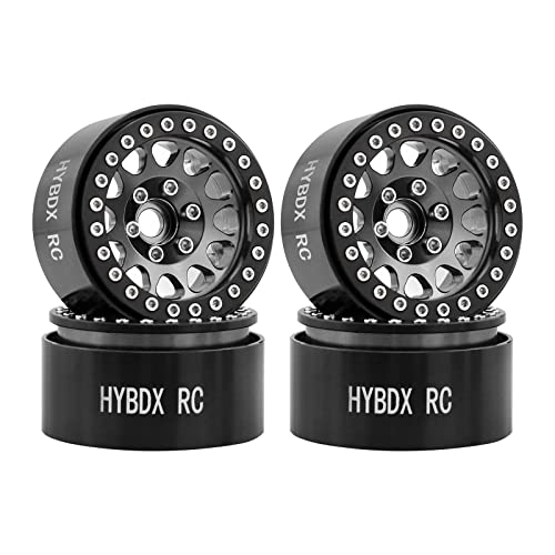 HYBDX Rc 1.9 Inch Aluminum Alloy Beadlock Wheel Rim Hub 4pcs Suit for 1:10 RC Crawler Axial SCX10 SCX10 II TRX4 RC4WD D90(Grey 4 PCS)