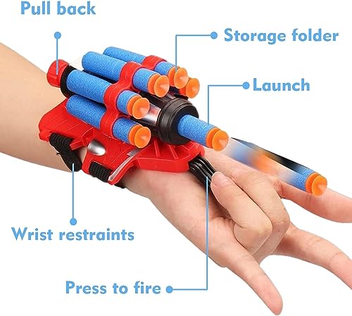 Image of Set of 2 Spider Web Shooters Toy Set, Superhero Glove Launcher, Safe Outdoor Action Toys for Kids, Halloween Christmas Birthday Party Gifts for Boys and Girls (AA, 2)