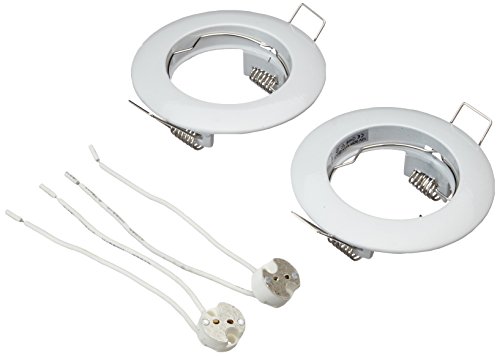 wonderlamp Basic Pack de Empotrables para Techo Color Blanco, Incluye Portalámparas GU5.3. Ojo de Buey Decorativo. 7.8 x 2.7 cm, 2 Unidades.
