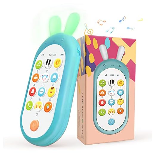 Richgv Movil Bebe, Juguete Bebe Telefono Juguete Mando a Distancia Conejo Teléfono para niños con Luces de Flash, Sonidos y Canciones(Azul)