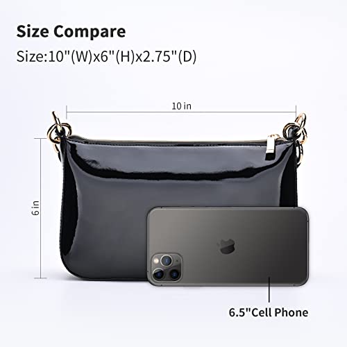 Glossy Faux Patent Leather Shoulder Bag for Women, Shiny Casual Clutch Purse, Mini Trendy Y2K Handbag2