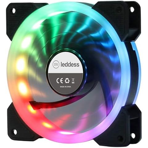 DS leddess Rainbow RGB LED 120mm Computer Case Internal Cooling Fan for Computer Case, CPU Air Cooling (Single Rainbow Fan, Cannot be Used Alone, A Series) Cover
