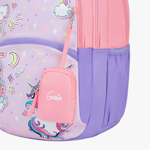 Image of Genie Backpack for Girls Laptop Sleeve, Three Compartments and Organiser with Padded Shoulders |Best for Books,Stationery,Lunch Box & Essentials