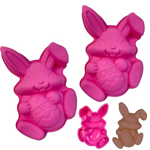 2 Stück Ostern Silikon Schokoladenformen, Ostern Kaninchen Backform,...