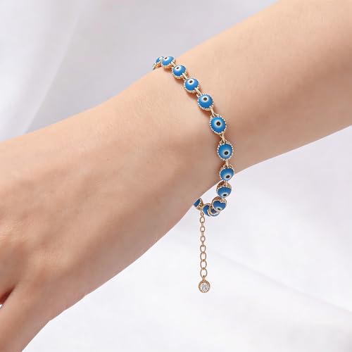 Image of Dremmy Studios Simple Gold Chain Anklet,14k Gold /Silver Plated Dainty Disc Evil Eye Summer Beach Ankle Bracelet Jewelry for Women
