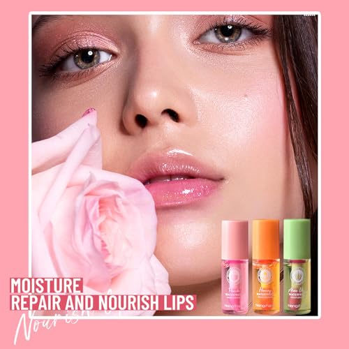 Hydrating Lip Oil Set,3 PC Mini Lip Gloss Set Magic Colour Changing Long Lasting Lipgloss,Lip Balm Fruit-Flavored Lip Care Kit, Aloe Vera/Peach/Honey - Image 8