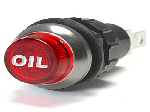 Large Red Oil Engraved For Oil Pressure Indicator Warning Light Bolts Into A 3/4 Inch Hole