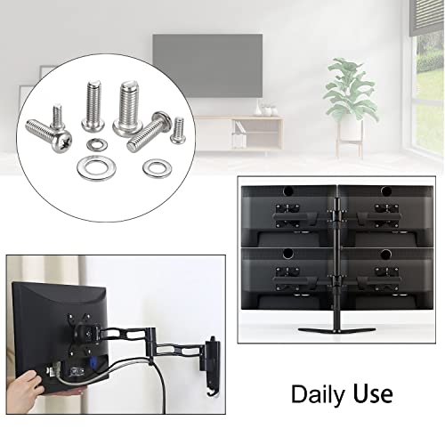HanTof TV Mount Hardware Kit,Universal VESA TV Mount Screws for TV and Monitor Mounts Bracket Fixing 24pcs M4 M6 M8 Stainless Steel Screws Washers