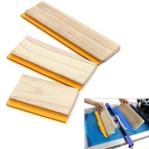 Intbuying Screen Printing Squeegee Ink Squeegee Scraper 18 Inches Long Wooden Widened Oiliness Scraper 75 Durometer 5.2 Inches Wide With Rubber Blade And Wood Handle #TOP2
