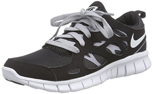Nike Free Run 2 (Gs), Chaussures de running entrainement garçon, Noir / Blanc / Gris (Noir / Blanc-Loup Gris), 36 EU