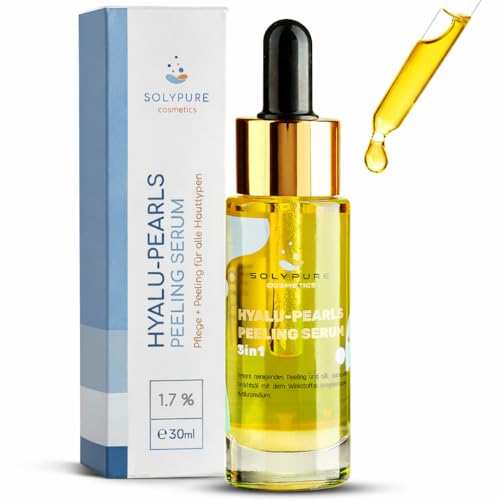 SolyPure HYALU-PEARLS 3-in-1 Hyaluron Serum | Hochdosiertes Hyaluron Serum mit 1,7% Hyaluronsäure, Jojoba- & Arganöl | Serum Gesicht mit patentierter Perlentechnologie