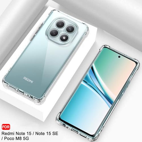 Image of TheGiftKart Crystal Clear Back Cover Case for Mi Redmi Note 15 5G / Poco M8 5G | Shockproof Soft TPU Case | Cushioned Edges for Ultimate Protection Back Cover Case (TPU, Transparent)