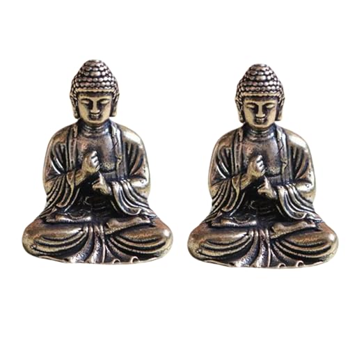 LiJuanWang Kleine Buddha-Figuren, 2 Stück Mini-Buddha-Statue,...