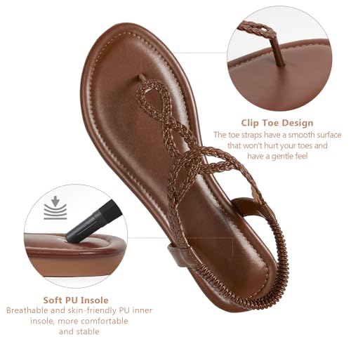 Image of zeetoo Women's Flat Sandals Summer T-StrapThong Bohemian Casual Comfortable Dressy Sandals for Women