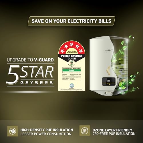 Image of V-Guard Victo DG Geyser 25 Litre Water Heater | Digital Display | BEE 5 Star Rating | Vitreous Enamel Coating | Free PAN India Installation & Connection Pipes| White