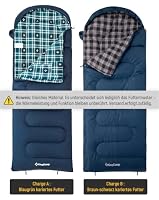 KingCamp Schlafsack Erwachsene,100% Baumwolle Futter,Komfort 4 °C,Blau-R – Ansicht 2