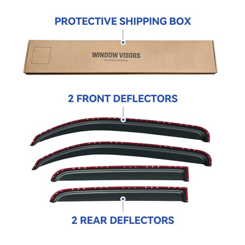 Image of in-Channel Window Visors Rain Guards Shield for 2006-2011 Chevy HHR, Window Vent Wind Deflectors Visors Shades for 06-11 HHR