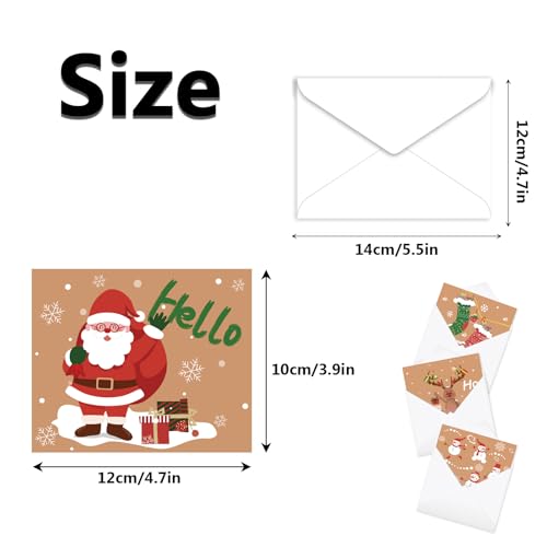 MORAINJAY 24 Weihnachtstag Grußkarten mit Umschlägen, Blankokarten Set, 6 Weihnachtsmotive, für Festtagsgrüße, Frohe Weihnachten, inkl. Aufkleber