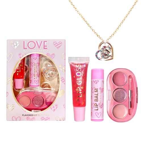 4-Piece Heart Charm Beauty Bundle - Squeeze Gloss and Lip Care an...