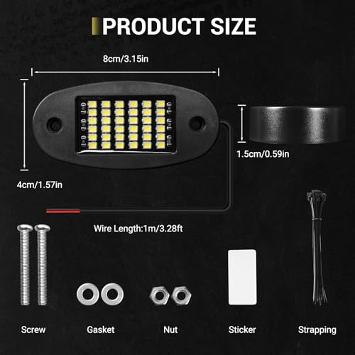Hovano HVNC1T-20 16 Pods White Rock Lights 6000K Pure White 36 Leds Smd Chips Super Bright Neon Underglow Light Ip68 Waterproof thumb #3