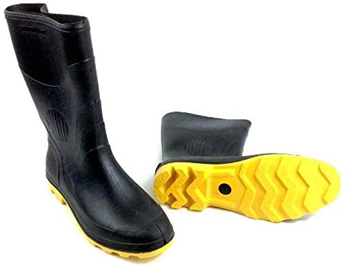 Bota Borracha Pvc Galocha de Chuva Solado Amarelo Motoqueiro 36