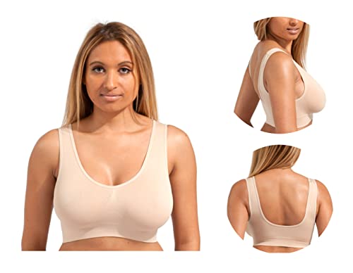 Marielle Women Sports Bra, 3 Pack Seamless Sports Bras for Women, Wire Free Sports Bras Women, Bralettes for Women Comfort and Sleep Bras for Girls