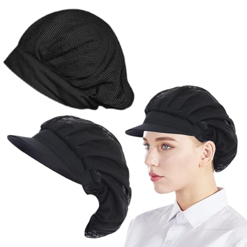 CULEO Uniformes de Trabajo en hostelería,2 Piezas de Gorros de Trabajo para Mujer, para Chef, Cocina, Restaurante, Gorro Antipolvo, fábrica, Cantina, Antipolvo