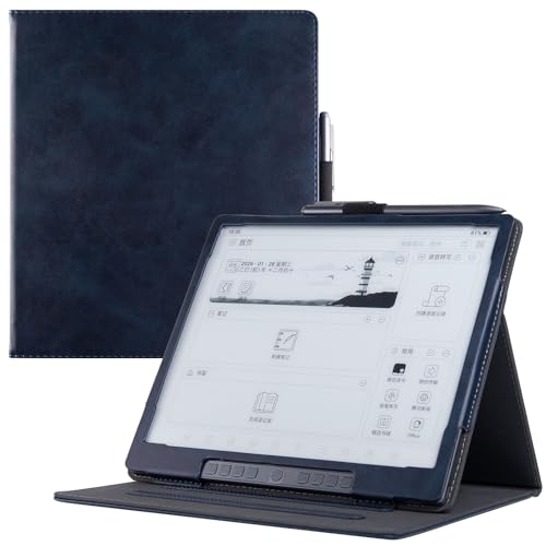 BOZHUORUI Schutzhülle für Penstar eNote 2 Papier-Tablet, PU-Leder, Schutzhülle mit automatischer Schlaf-/Wachfunktion, mehrere Betrachtungswinkel, Standfunktion, mit Handschlaufe, Dunkelblau