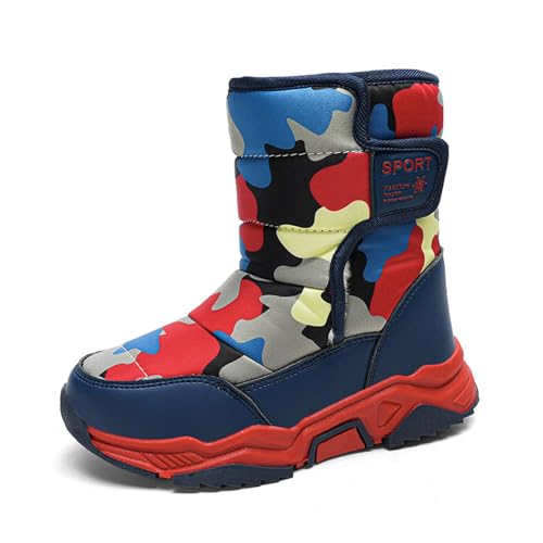 Kids Winter Boots Boy Girls Snow Boots Water-Resistant Ankle Boots Non-slip Platform Hook and Loop Sneakers