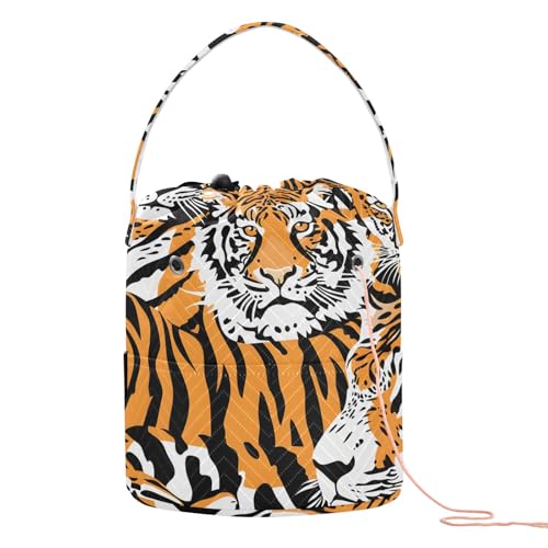 Yarn Storage Bag Small Crochet Bag Knitting Bag Organizer Tigers Yarn Bags for Crocheting Basket