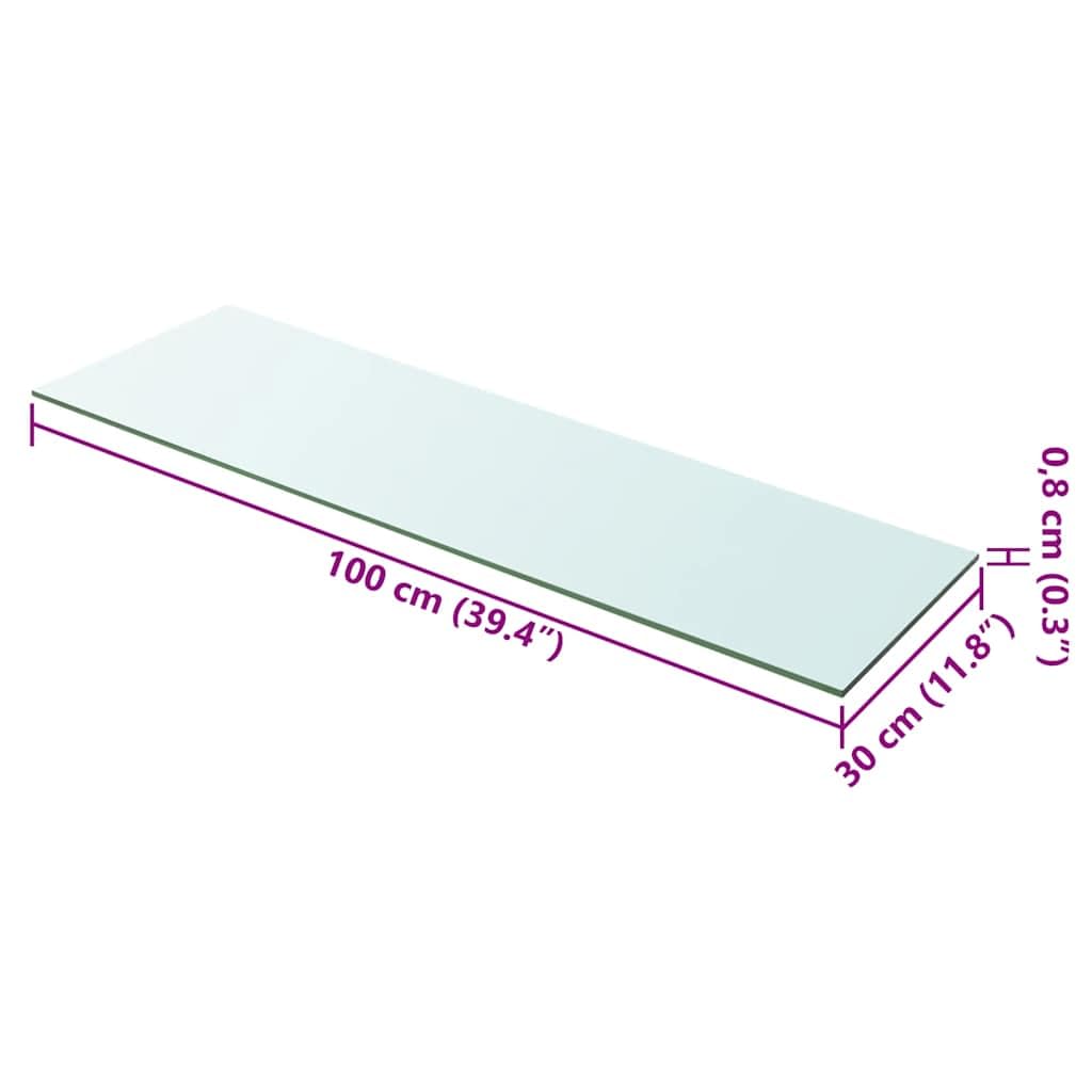 Générique Pannello in vetro temperato trasparente 100 x 30 cm per mensola da parete, supporto di carico 15 kg, ideale per casa e negozio, facile da pulire