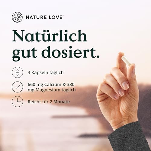 NATURE LOVE® Sango Meereskoralle - 180 Kapseln - Natürliche Quelle für Calcium (20%) und Magnesium (10%) im körpereigenen Verhältnis von 2:1 - laborgeprüft und in Deutschland produziert.
