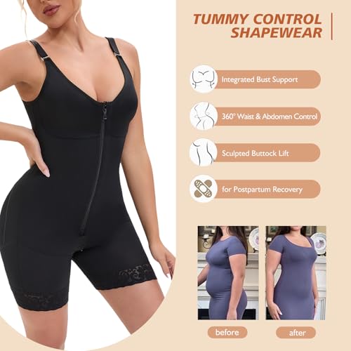 Fajas Colombianas Postpartum Full Shapewear for Women Tummy Control Body Shaper Butt Lifter with Zipper Crotch4