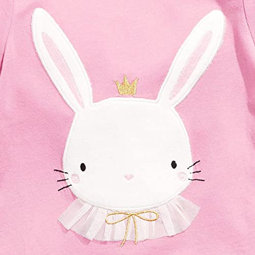 Image of Toddler Girls Bunny T-Shirt Cotton Baby Short Sleeve Easter Outfits Rabbit Shirts Soft Summer Casual Tee Tops
