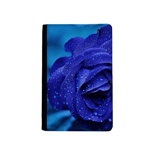 Étui portefeuille de voyage anti-perte bleu foncé à motif fleuri