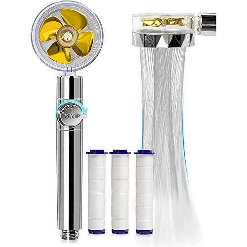 High Pressure Shower Heads, Handheld Turbo Fan Shower, Hydro Jet Shower Head Kit With 3 Filters, Turbocharged Shower Head-Gold #TOP2
