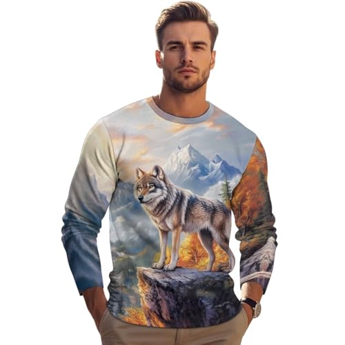 Mens Athletic Long Sleeve Round Neck Tees Long Sleeve Comfy Breathable T-Shirt for Men Casual Crewneck Fashion Tops