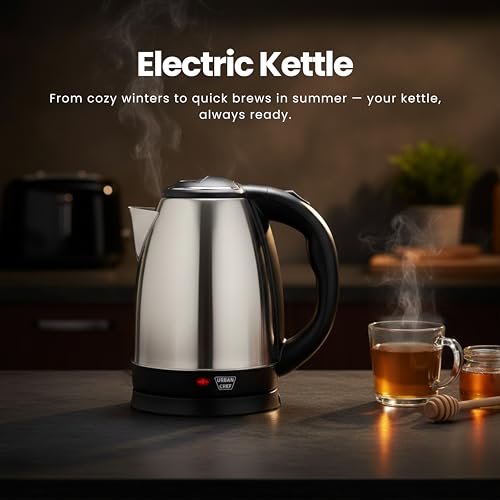 Image of Urban Chef Water Electric Kettle 1.5 litre|1500W Stainless Steel, Rotatable Base, Single-Touch Lid Locking, Automatic Cut-off |Kitchen Multipurpose Kettles For Hot Water Boiler 1 Year Warranty-Silver