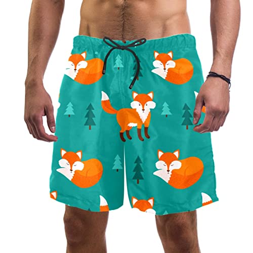 Short de bain homme imprimé renard et arbre Yuzheng séchage vite