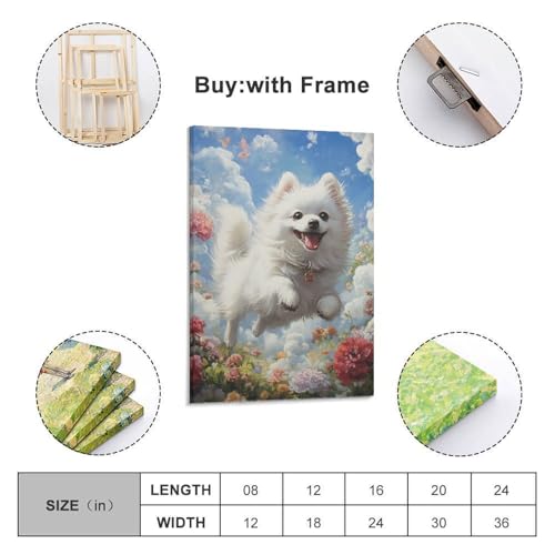 Spitz japonais cadeau tableau décoration murale toile 50x75cm - 2