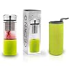 Creano Theemaker “Teamaker” – Theeflesje om te gaan van glas met zeef voor losse thee incl. neopreen zakje | 400ml (groen)